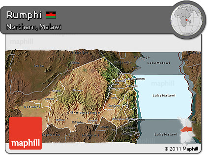 Satellite 3D Map of Rumphi, darken
