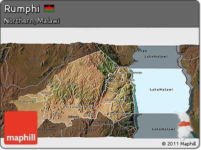 Satellite 3D Map of Rumphi, darken