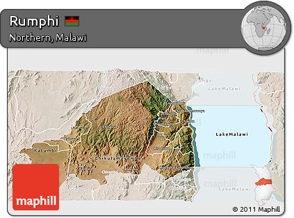 Satellite 3D Map of Rumphi, lighten