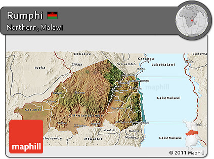 Satellite 3D Map of Rumphi, shaded relief outside