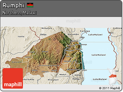 Satellite 3D Map of Rumphi, shaded relief outside