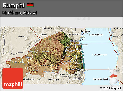 Satellite 3D Map of Rumphi, shaded relief outside
