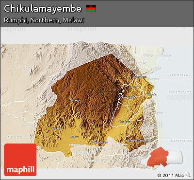 Physical 3D Map of Chikulamayembe, lighten