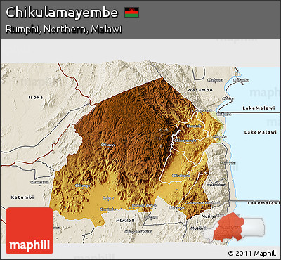 Physical 3D Map of Chikulamayembe, shaded relief outside