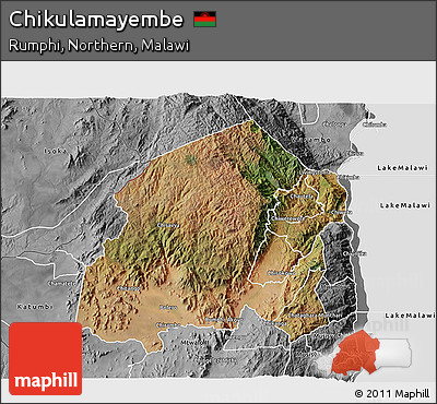 Satellite 3D Map of Chikulamayembe, desaturated