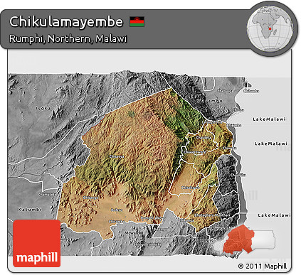 Satellite 3D Map of Chikulamayembe, desaturated