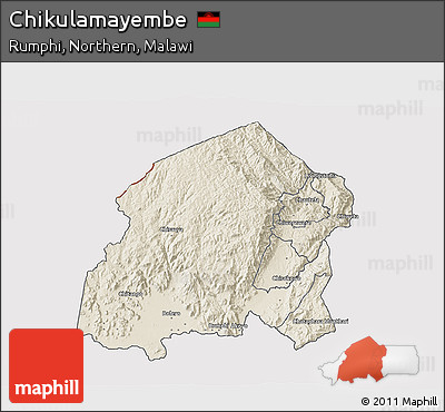Shaded Relief 3D Map of Chikulamayembe, cropped outside
