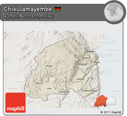 Shaded Relief 3D Map of Chikulamayembe, lighten