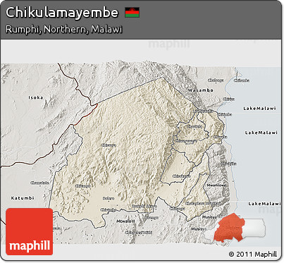 Shaded Relief 3D Map of Chikulamayembe, semi-desaturated