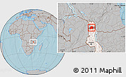 Gray Location Map of Chikulamayembe, highlighted country, highlighted parent region, hill shading