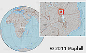 Gray Location Map of Chikulamayembe, highlighted parent region, within the entire country, hill shading
