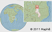 Savanna Style Location Map of Chikulamayembe, highlighted country, highlighted parent region, within the entire country, hill shading