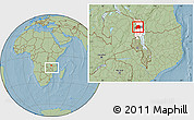 Savanna Style Location Map of Chikulamayembe, highlighted parent region, highlighted grandparent region, within the entire country, hill shading