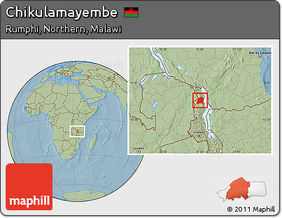 Savanna Style Location Map of Chikulamayembe, highlighted parent region, hill shading