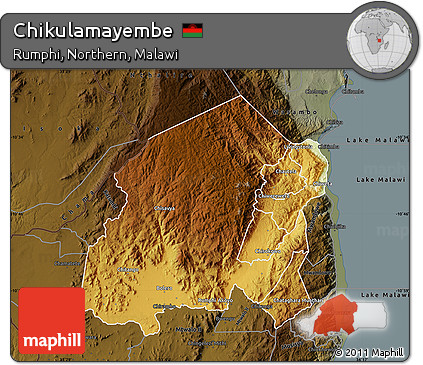 Physical Map of Chikulamayembe, darken