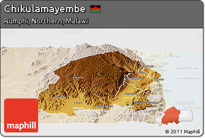 Physical Panoramic Map of Chikulamayembe, lighten