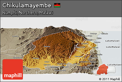 Physical Panoramic Map of Chikulamayembe, semi-desaturated