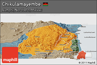 Political Panoramic Map of Chikulamayembe, semi-desaturated