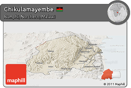 Shaded Relief Panoramic Map of Chikulamayembe, lighten