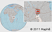 Gray Location Map of Rumphi, highlighted country, highlighted parent region, hill shading