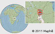 Savanna Style Location Map of Rumphi, highlighted country, highlighted parent region, hill shading