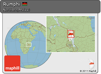 Savanna Style Location Map of Rumphi, highlighted parent region