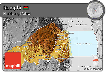 Physical Map of Rumphi, desaturated