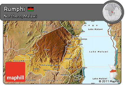 Physical Map of Rumphi, satellite outside
