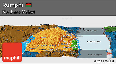 Political Panoramic Map of Rumphi, darken