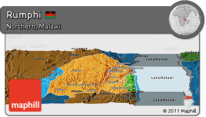 Political Panoramic Map of Rumphi, darken