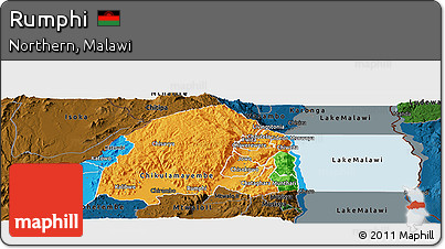 Political Panoramic Map of Rumphi, darken