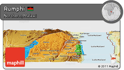 Political Panoramic Map of Rumphi, physical outside