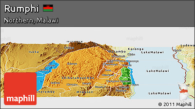 Political Panoramic Map of Rumphi, physical outside