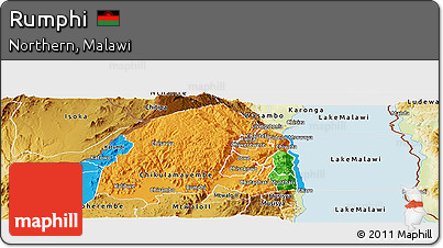 Political Panoramic Map of Rumphi, physical outside