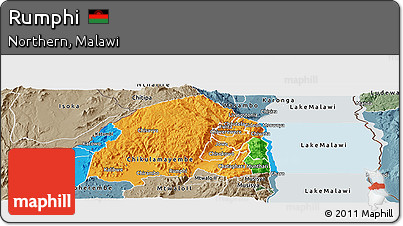 Political Panoramic Map of Rumphi, semi-desaturated
