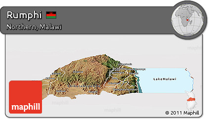 Satellite Panoramic Map of Rumphi, cropped outside
