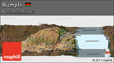 Satellite Panoramic Map of Rumphi, darken