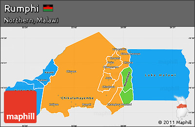 Political Simple Map of Rumphi, single color outside