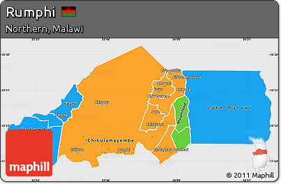 Political Simple Map of Rumphi, single color outside