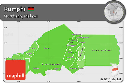 Political Shades Simple Map of Rumphi, single color outside