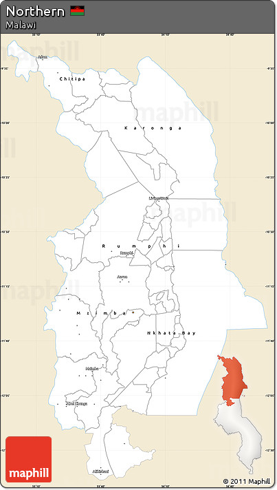 Classic Style Simple Map of Northern, single color outside