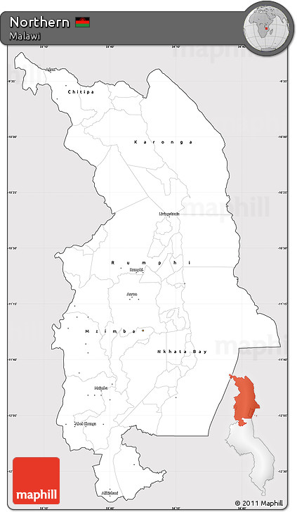 Silver Style Simple Map of Northern, cropped outside