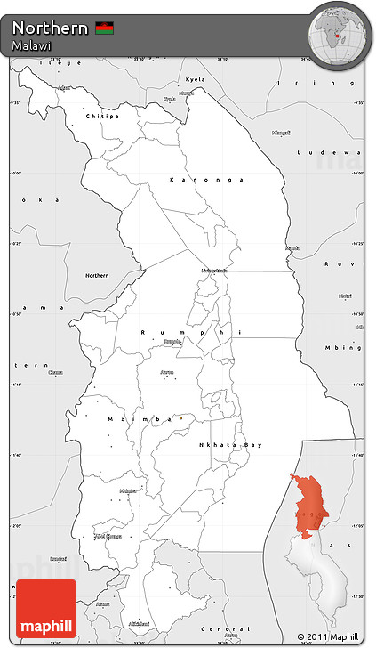 Silver Style Simple Map of Northern