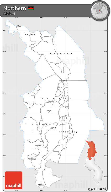 Silver Style Simple Map of Northern, single color outside