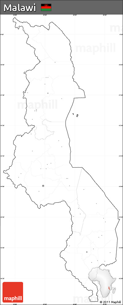 Blank Simple Map of Malawi, cropped outside, no labels