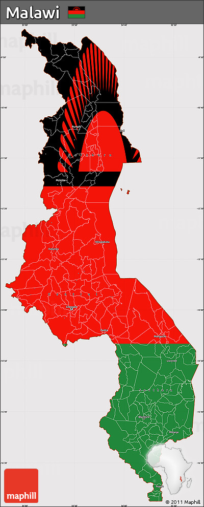 Flag Simple Map of Malawi