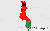 Flag Simple Map of Malawi, single color outside, borders and labels, flag centered