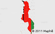 Flag Simple Map of Malawi, single color outside, borders and labels, flag aligned to the middle