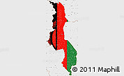Flag Simple Map of Malawi, single color outside, borders and labels, flag rotated