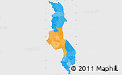 Political Simple Map of Malawi, single color outside